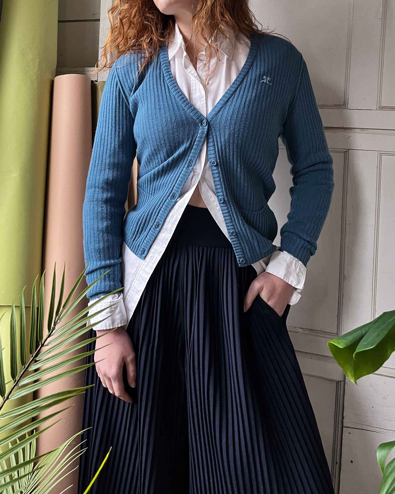 60s Courreges Ribbed Knit Cardigan