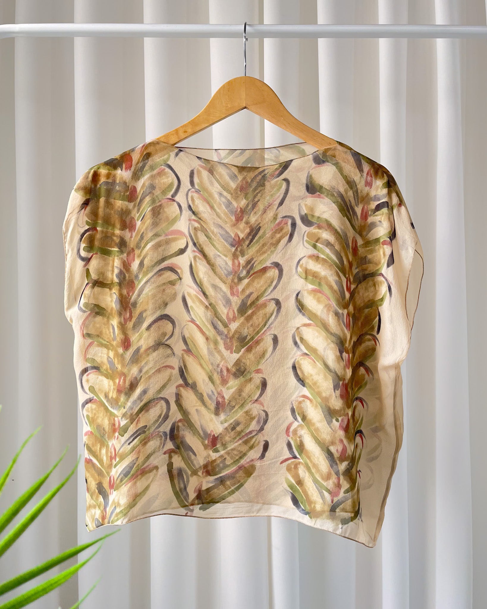70s Hand Painted Silk Top