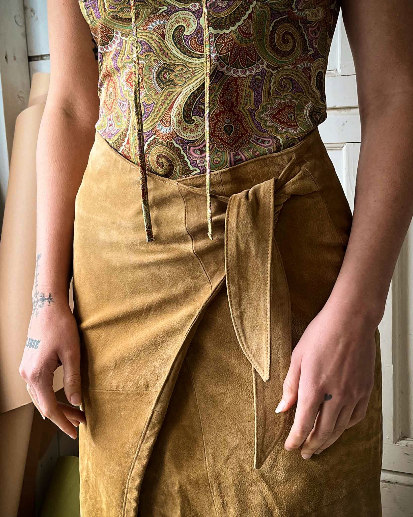 80s Suede Wrap Skirt