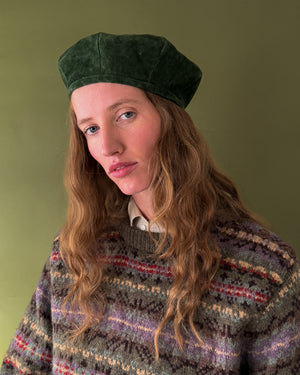70s Green Suede Beret