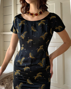 60s Beaded Silk Dress | S