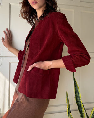 80s Burgundy Suede Jacket | S