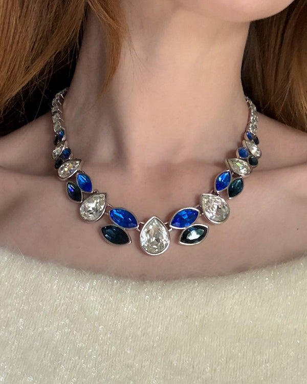YSL Sapphire Blue Ice Crystal Necklace - Lucky Vintage