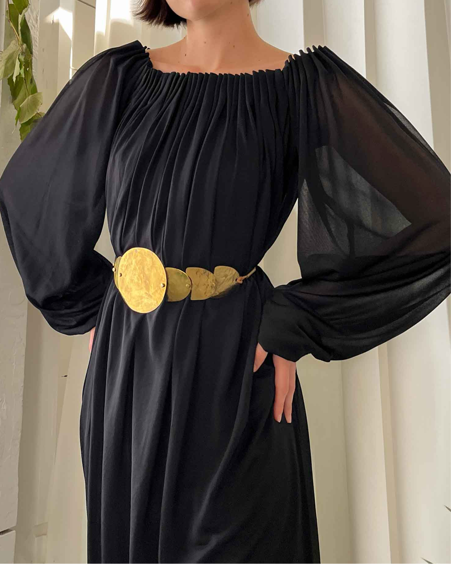 Lucky Vintage 70s Jean Louis Pleated Gown