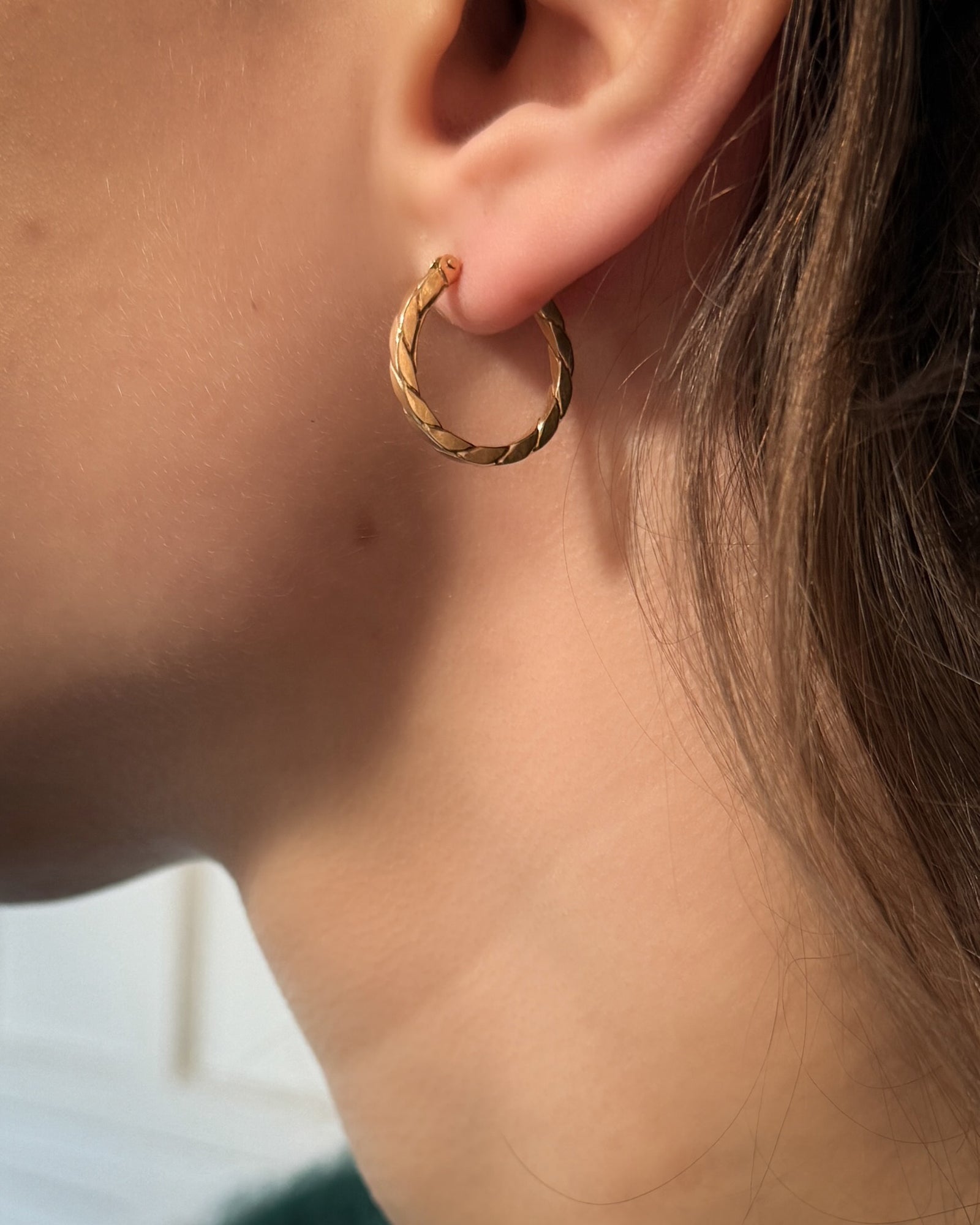 14K Gold Rope Hoop Earrings