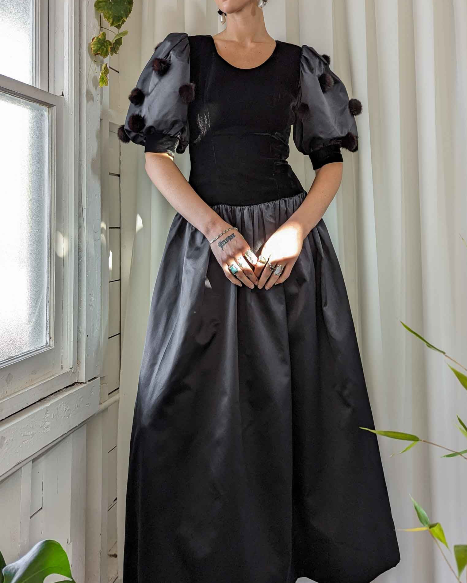 80s Givenchy Mink Trim Gown | M - Lucky Vintage 80s Givenchy Mink Trim Gown | M - Lucky Vintage