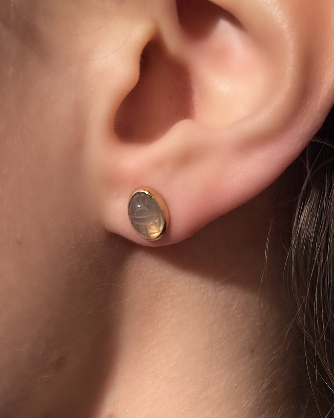 14K Gold Egyptian Revival Scarab Earrings