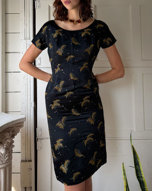 60s Beaded Silk Dress | S