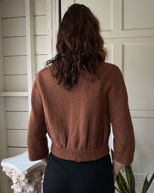 50s Wool Scarf Jacket | S-M