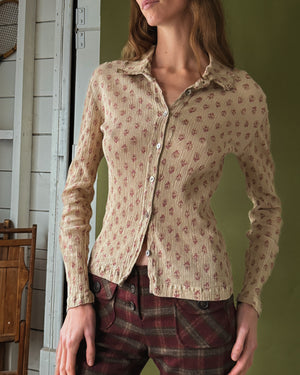 00s Textured Floral Blouse | S
