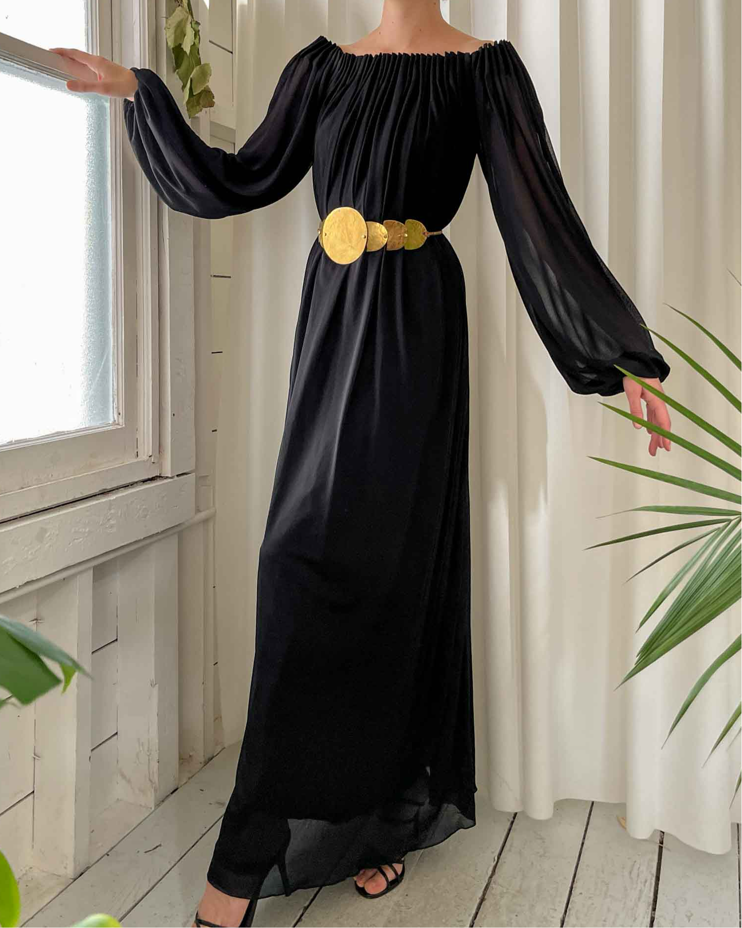 Lucky Vintage 70s Jean Louis Pleated Gown