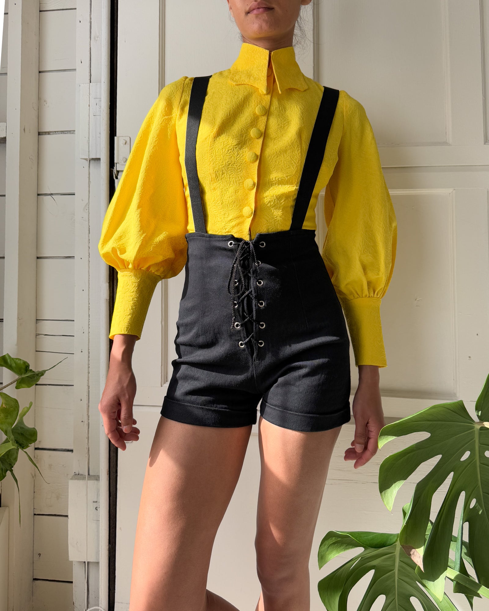 90s Frederick's of Hollywood Suspender Shorts | XS-S