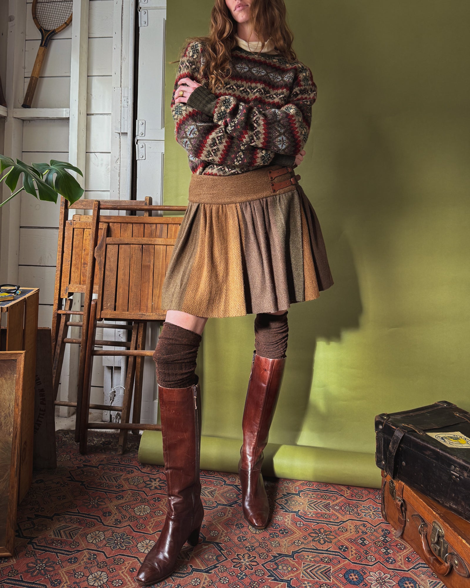 00s Ralph Lauren Wool Mini Skirt | S-M