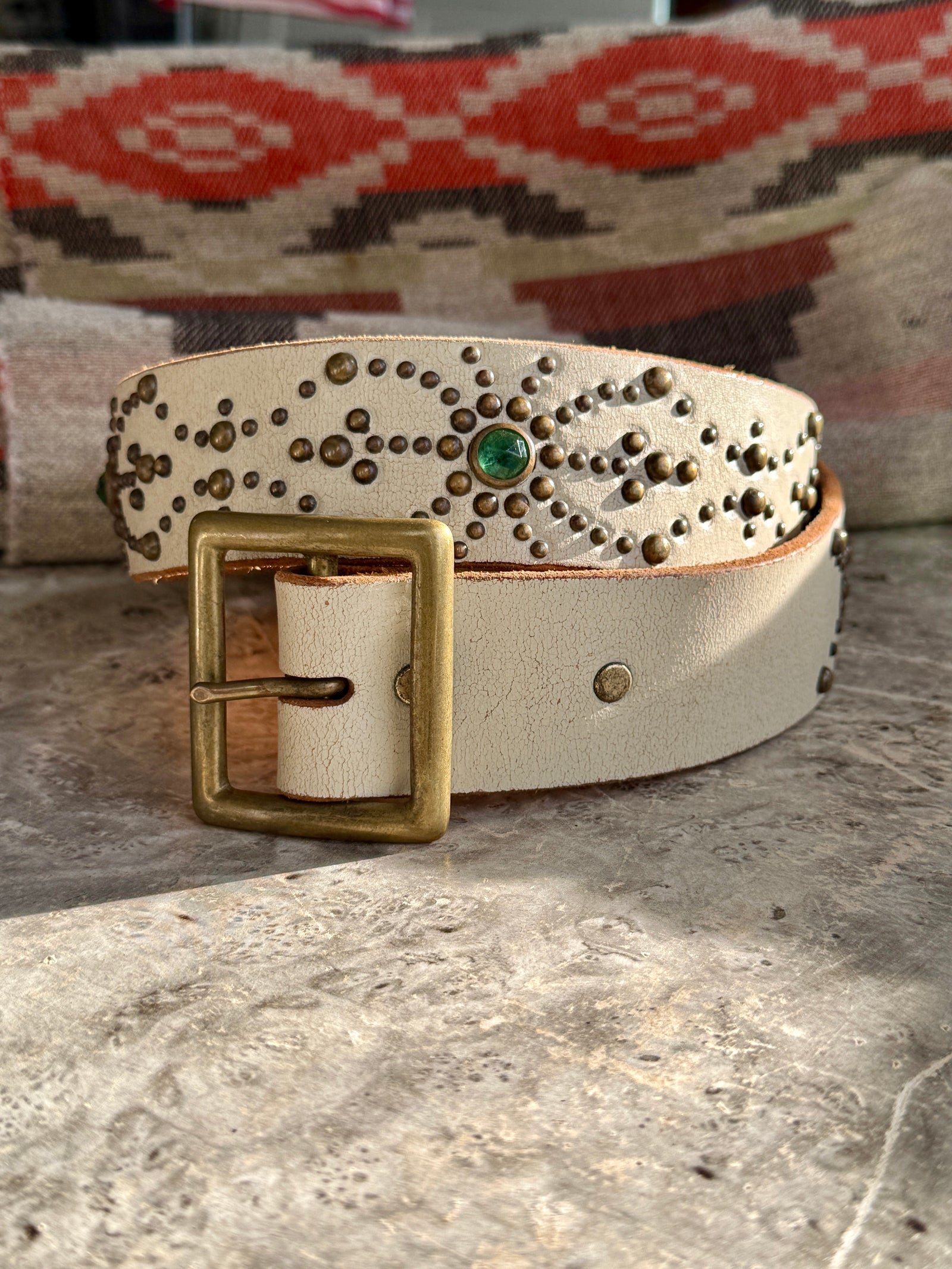 90s Rhinestone Studded Leather Belt