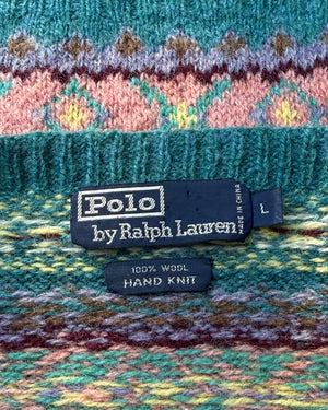 Ralph Lauren Teal Wool Fair Isle Sweater | L