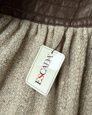 80s Escada Wool & Leather Skirt | M
