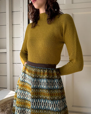 50s Fair Isle Wool Skirt | S