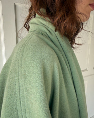 80s Sage Wool Scarf Coat | M-L