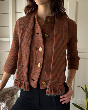 50s Wool Scarf Jacket | S-M
