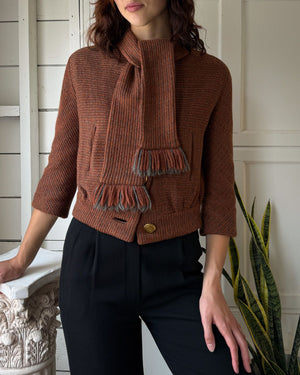 50s Wool Scarf Jacket | S-M