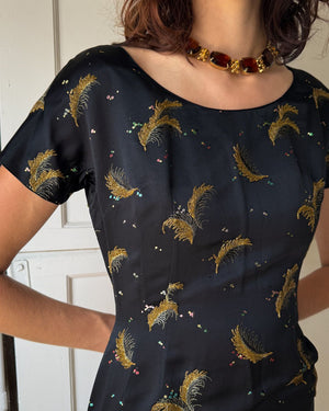 60s Beaded Silk Dress | S
