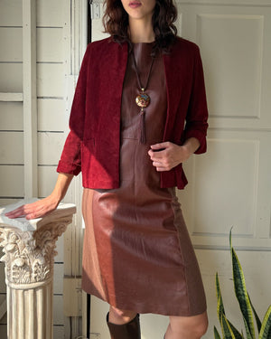 80s Burgundy Suede Jacket | S