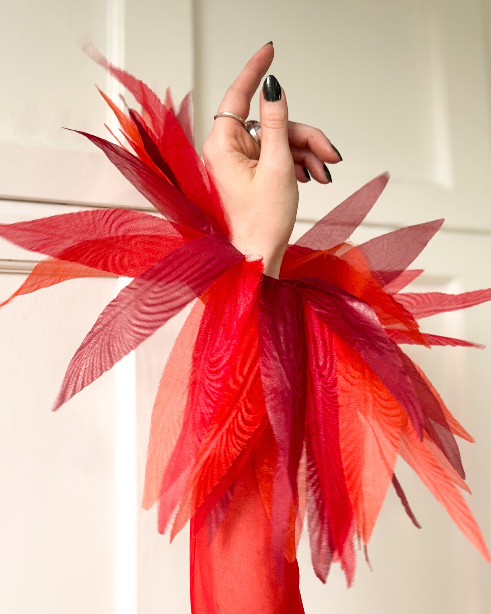 90s Sheer Silk Top With Cuffs | S