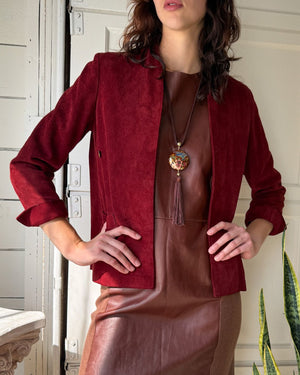 80s Burgundy Suede Jacket | S