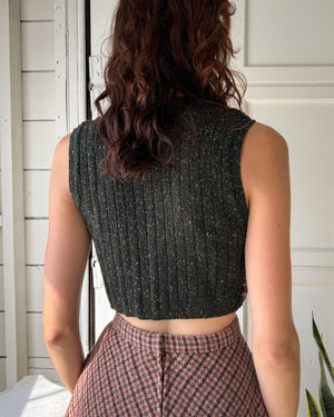 90s Cropped Wool Zip Vest | S