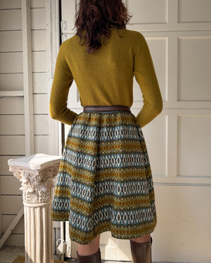 50s Fair Isle Wool Skirt | S