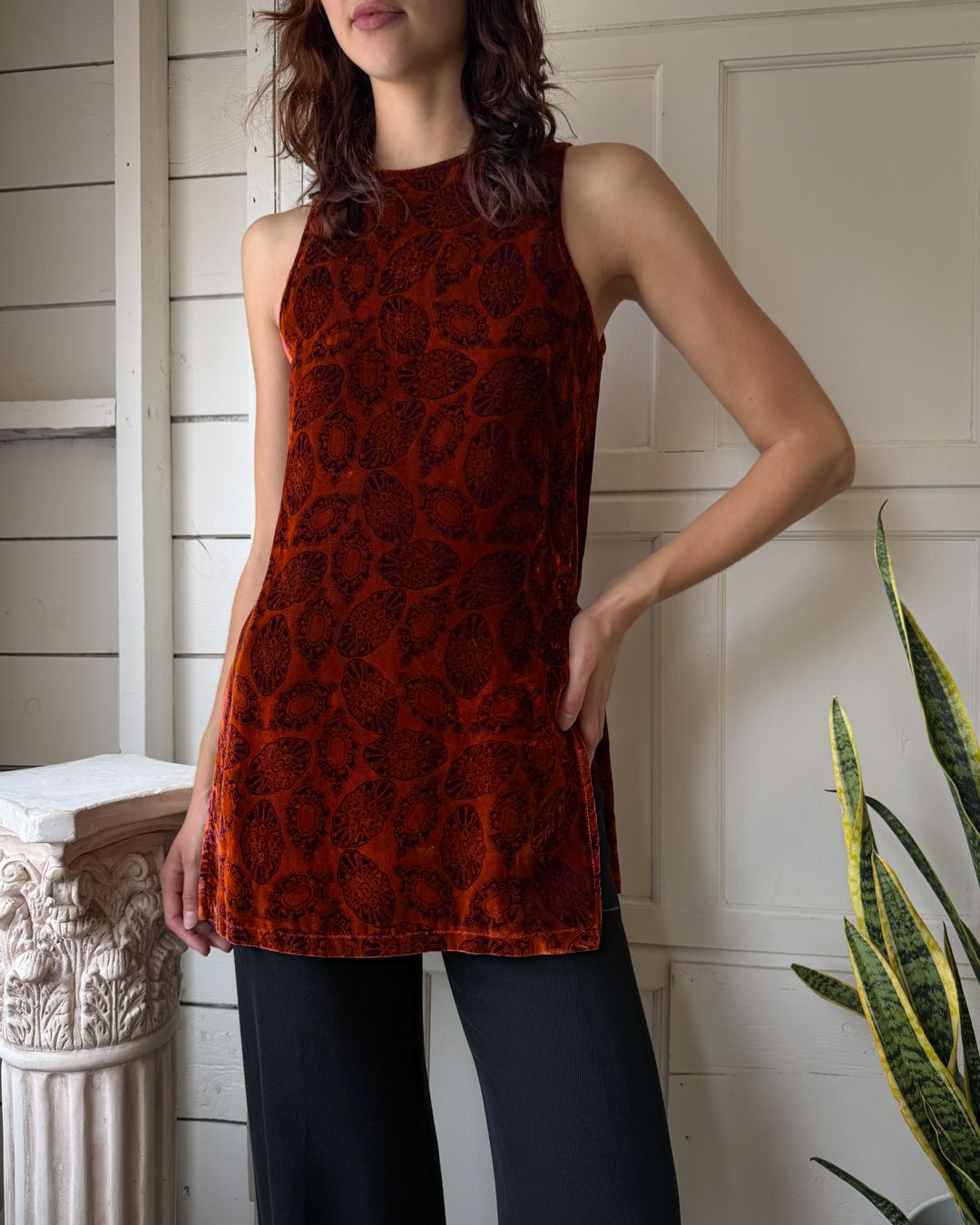 90s Liza Bruce Velvet Tunic | S