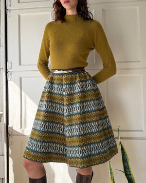 50s Fair Isle Wool Skirt | S