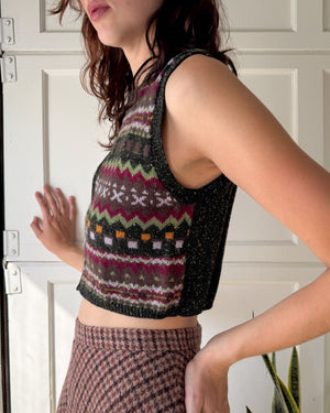 90s Cropped Wool Zip Vest | S
