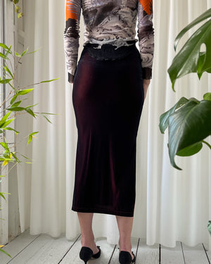 90s 2-Tone Velvet Maxi Skirt