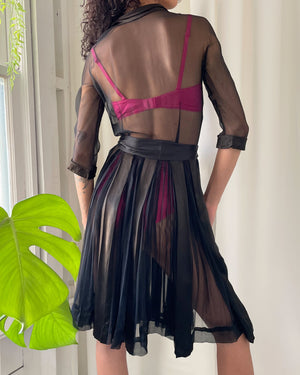 50s Sheer Black Silk Dress