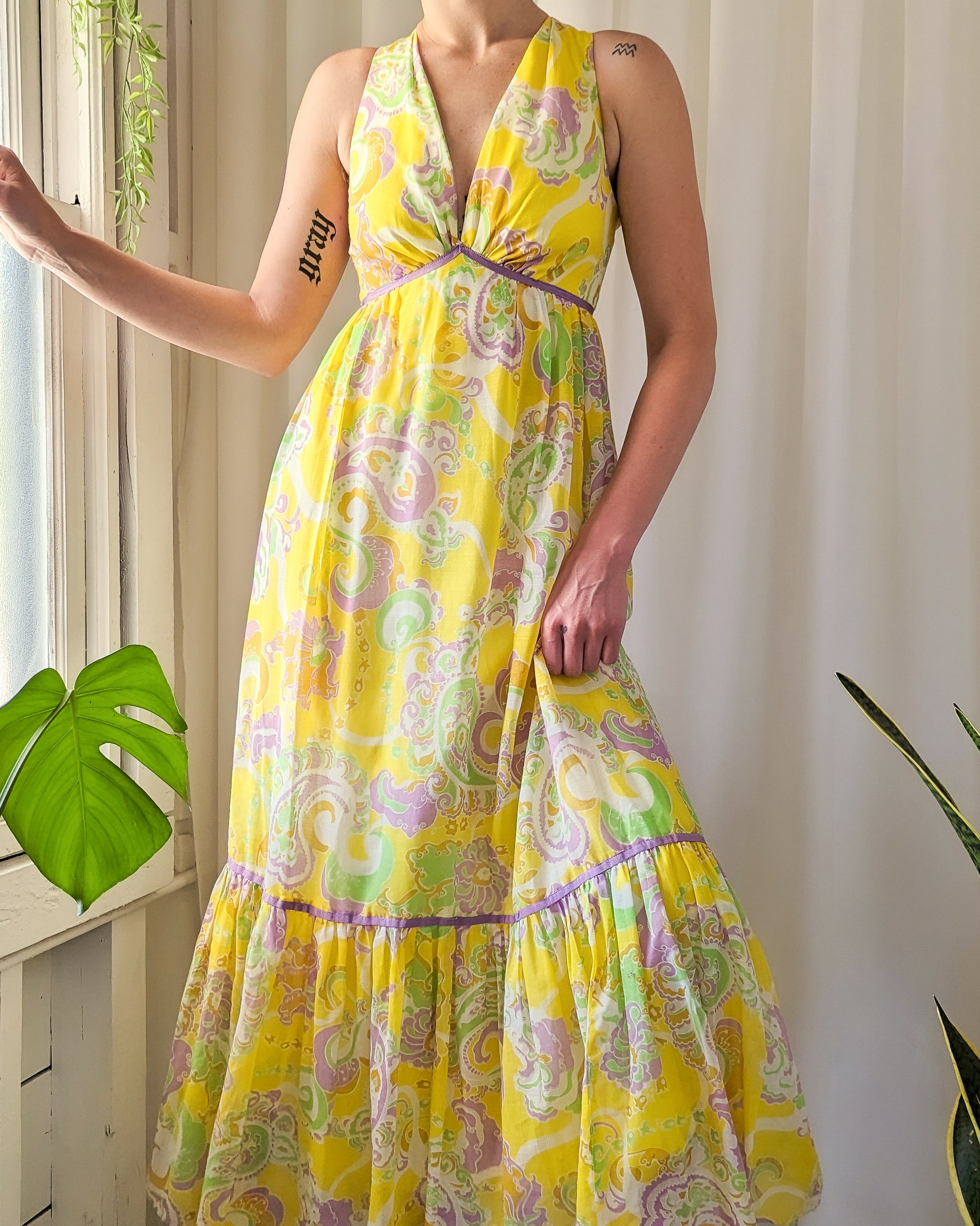 60s maxi dress 60s Psychedelic Paisley Maxi Dress