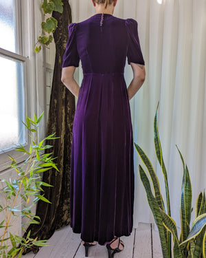 40s Purple Velvet Puff Sleeve Gown 40s Purple Velvet Puff Sleeve Gown
