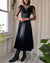 80s Gunne Sax Black Satin Dress