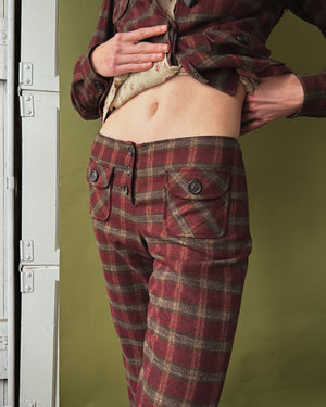 00s Plaid Wool Pant Suit | S