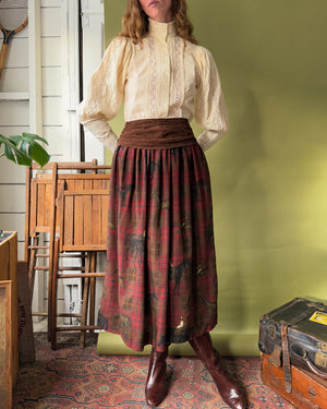 80s Ralph Lauren Equestrian Print Skirt | S