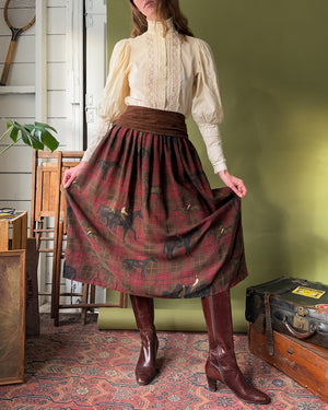80s Ralph Lauren Equestrian Print Skirt | S