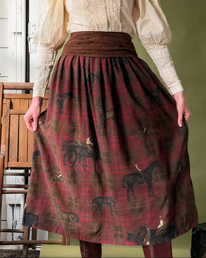 80s Ralph Lauren Equestrian Print Skirt | S