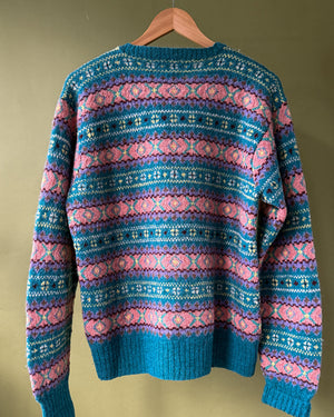 Ralph Lauren Teal Wool Fair Isle Sweater | L
