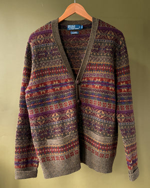 Ralph Lauren Green Fair Isle Cardigan | L