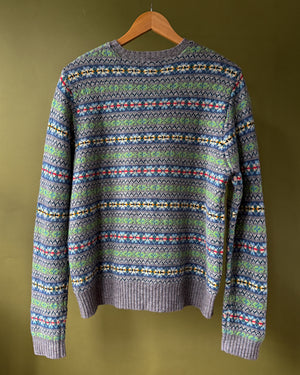 Ralph Lauren Gray Wool Fair Isle Sweater | L
