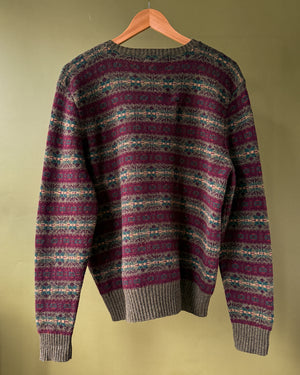 Ralph Lauren Burgundy Wool Fair Isle Sweater | L