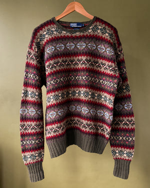 Ralph Lauren Olive Fair Isle Sweater | L