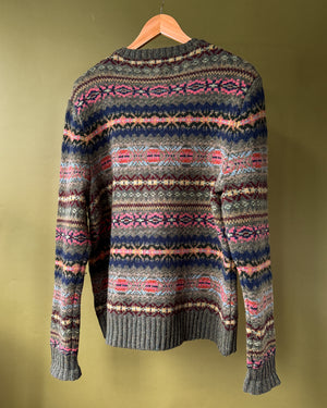Ralph Lauren Green Wool Fair Isle Sweater | L