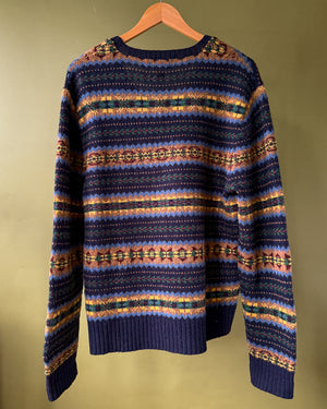 Ralph Lauren Navy Wool Fair Isle Sweater | L