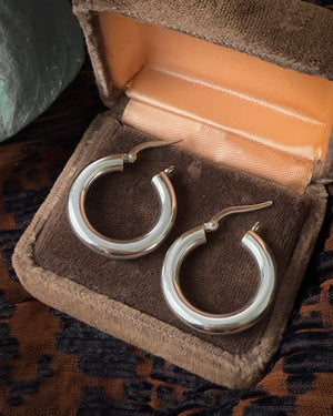 14K White Gold Hoop Earrings
